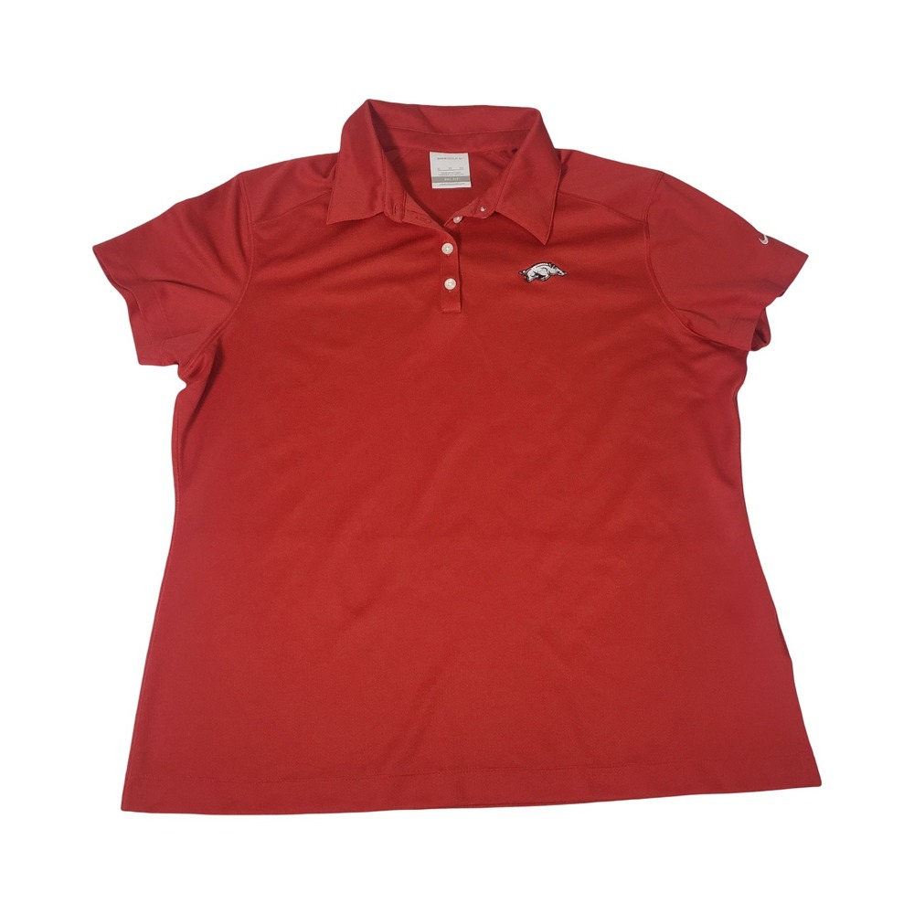 Nike Golf Arkansas Razorbacks Red Dri-FIT Polo Shirt Womens XL Short Sleeve